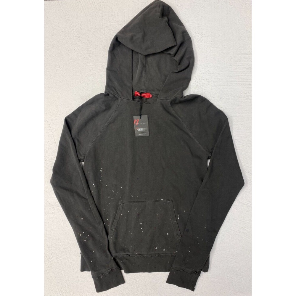 n:PHILANTHROPY Black Distressed Paint-Splatter Hoodie